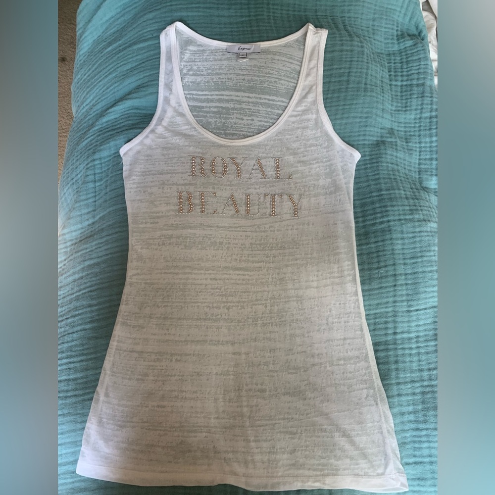 Express rhinestone embellished burnout sheer tank top